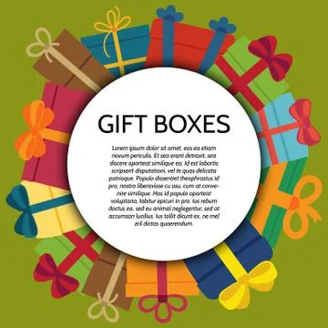 Background with a colorful gift boxes Stock Illustration