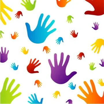 Background with colorful hands Stock Illustration