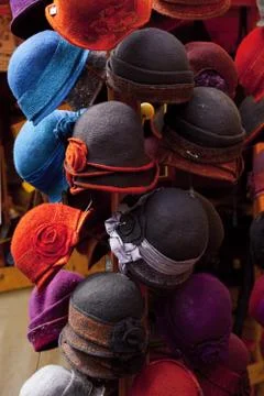 Background of colorful hats Stock-Fotos