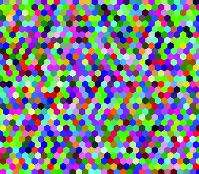 Background of colorful hexagons that look like the hexagonal cells of a bee.. Stock Photos