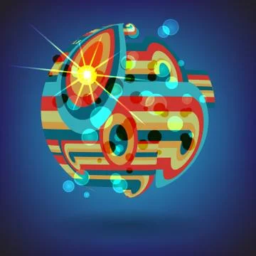 Background of colorful lines in the shape of balls with space fo Illustrazione stock