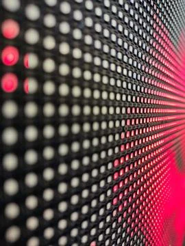 Background of colorful luminous circles with pattern, closeup of a led screen Foto stock