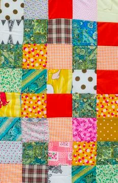 Background of colorful patchwork fabrics Stock Photos