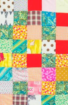 Background of colorful patchwork fabrics Stockfoto's