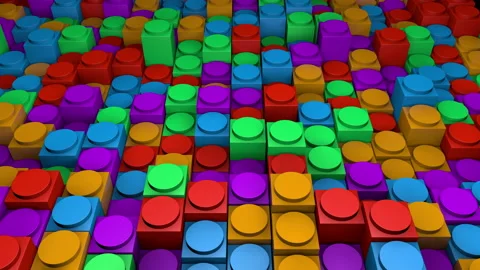 Background Of Colorful Plastic Blocks Stock Footage 144460685