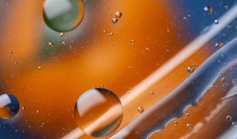 Background with colorful round bubbles on the surface of the water Stock Photos
