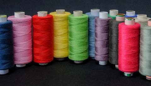 Background of colorful spools of thread 写真素材