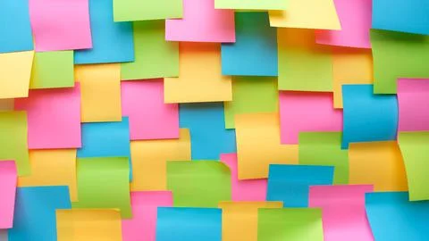 Background with colorful square memo notes Stock Photos