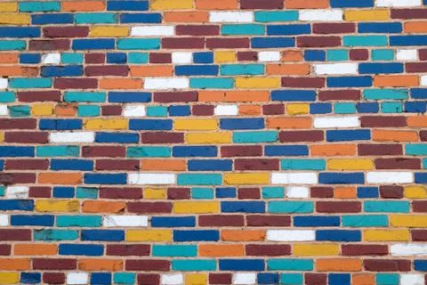Background of colorfull brick wall texture Stock Photos