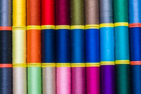Background of colourful thread spools Stock Photos