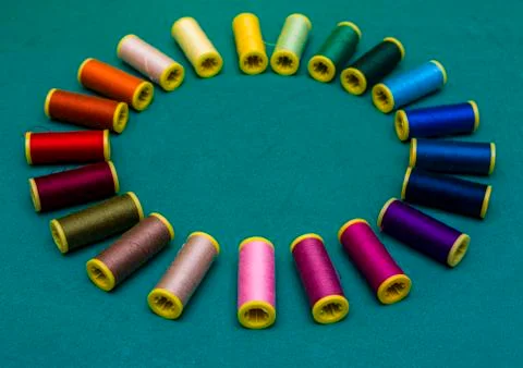 Background of colourful thread spools Stock Photos