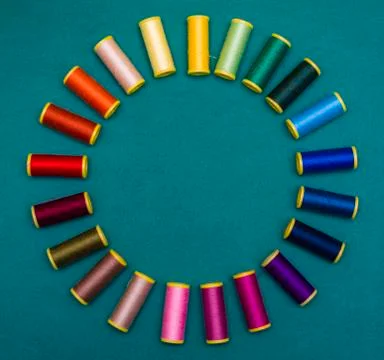 Background of colourful thread spools Stock Photos