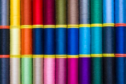 Background of colourful thread spools Stock Photos