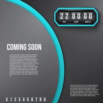 Background Coming Soon and countdown timer. Vector Stock Illustration