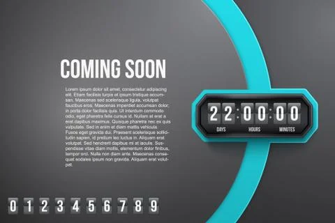 Background Coming Soon and countdown timer. Vector Stock Illustration