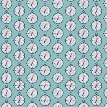Background with compass. Seamless blue pattern. Stock Illustration