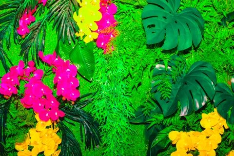 Background composition with flowers made of artificial materials Stock Photos