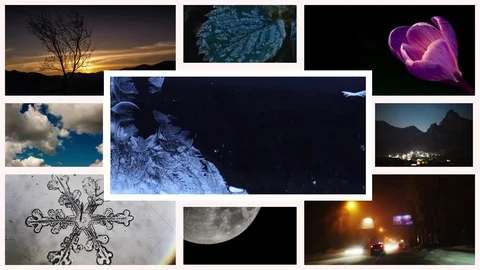 Background composition from multi screens of time lapses Stock Footage 86426435