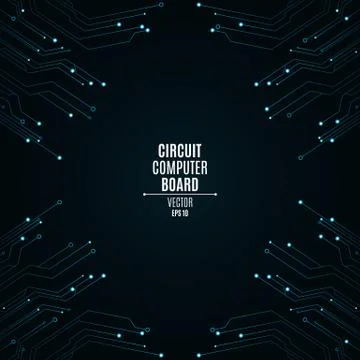 Background from a computer board with luminous blue connectors. Circuit compu Illustrazione stock