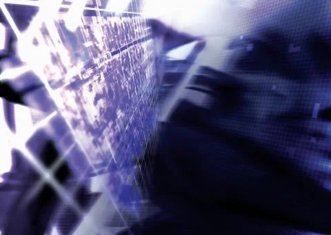 Background computer internet art blue collage Illustrazione stock