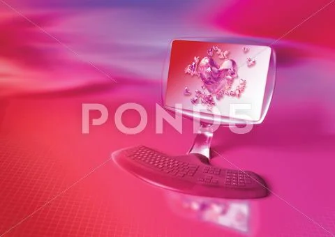 Background computer love heart technology green Stock Illustration