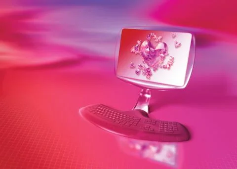 Background computer love heart technology green Illustrazione stock