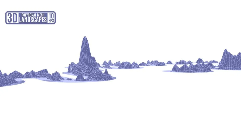 Background with computer polygonal mountains on white color Illustrazione stock