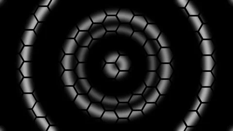 Background concentric hexagonal ring pattern in metallic animation Stock-Footage 334743825