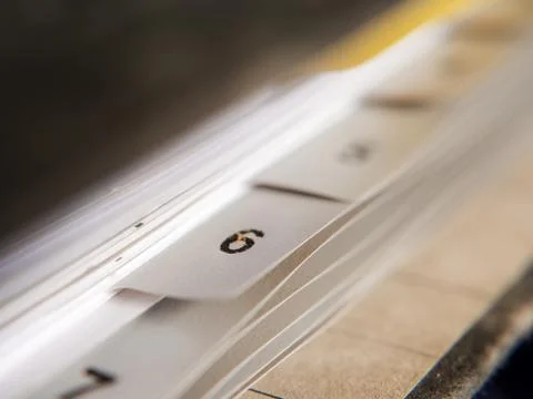 Background concept: German accounting folder in the office. Chapter 6 Foto stock