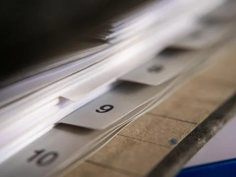 Background concept: German accounting folder in the office. Chapter 9 Stock Photos