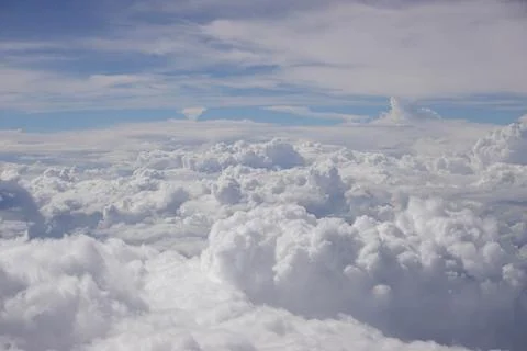 Background Concept, White Fluffy Cloud and Blue Sky Stock Photos