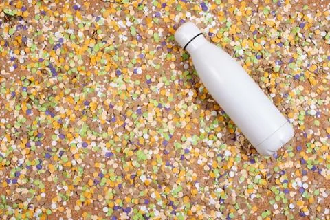 Background of confetti with elements related to the carnival and summer Stock Photos