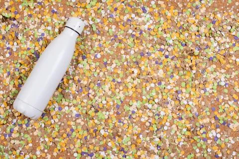 Background of confetti with elements related to the carnival and summer Stock Photos