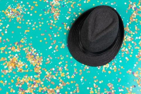 Background of confetti with elements related to the carnival and summer Stock Photos
