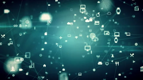 Background from the connected internet of things chaotically moving on camera Stock Footage 131007530