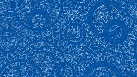 Background consisting of gears. Blueprint Style Stock Illustration