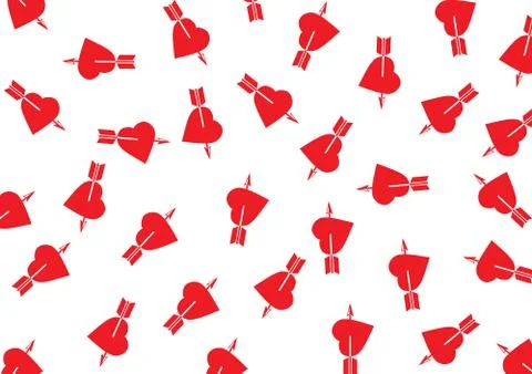 Background consisting of hearts pierced by arrows Stock Illustration