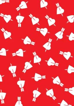Background consisting of hearts pierced by arrows Stock Illustration