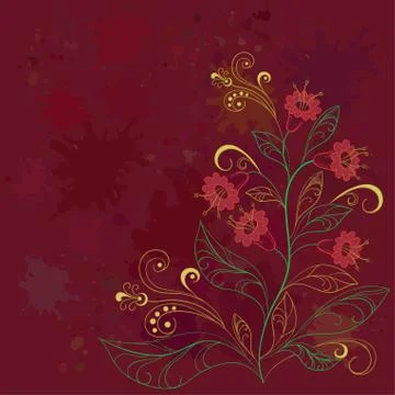Background with contours flowers Stock Illustration
