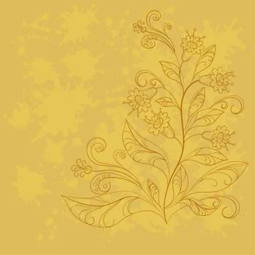 Background with contours of flowers Stock Illustration