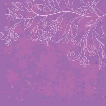 Background with contours flowers Stock Illustration