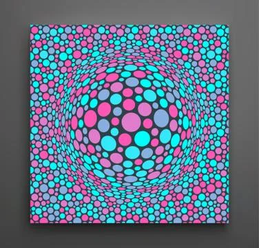 Background with convex hemisphere. Volumetric composition with optical illusi Stock Illustration
