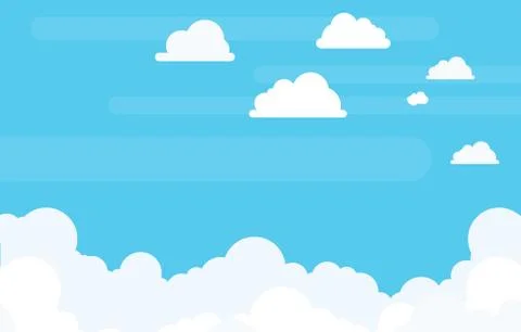 Background with Copyspace of Sky and Clouds in Flat Vector Stock Illustration
