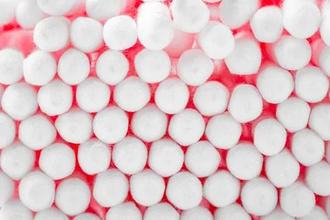 Background of cotton swabs. Texture. Close up. Stock Photos