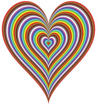 Background of countless concentric hearts in different colors symbolizing t.. Stock Photos