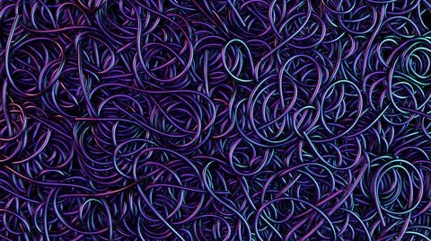 Background covered with a pile of tangled neon wires. 3d render illustration Stock Illustration
