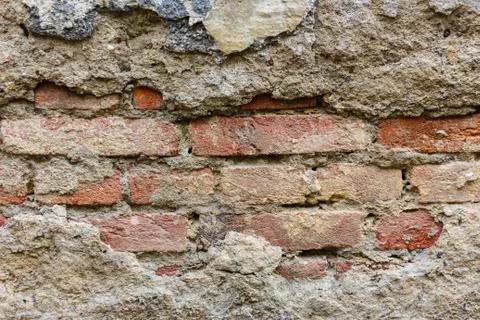 Background of crack old brick wall texture Stock Photos