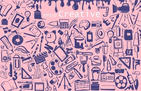 Background for creativity, creative activities. Stock Illustration