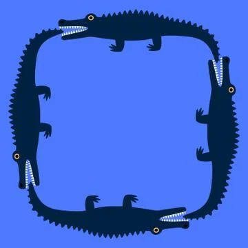 Background of the crocodile. Decorative pattern. Blue field and dark blue Stock Illustration