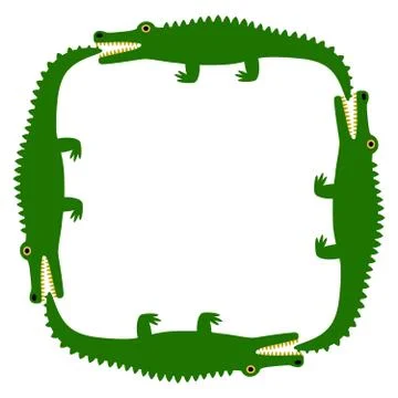 Background of the crocodile. Decorative pattern. White field and green Stock Illustration
